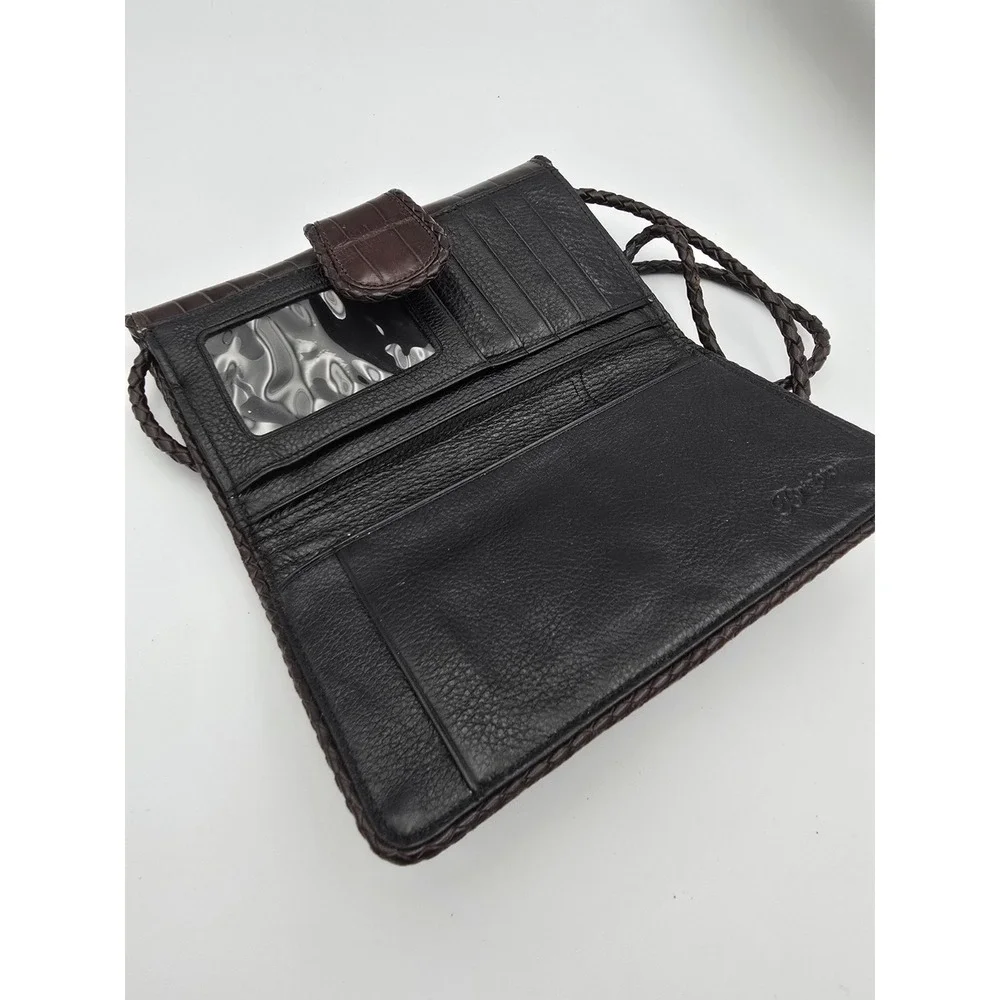 Brighton‎ Brown Crocodile Leather Crossbody Wallet